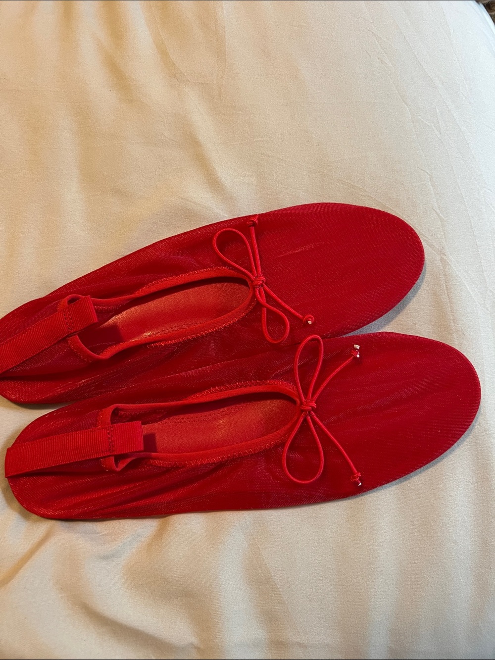 H&M Red Slip-On Ballet Flats with Bow